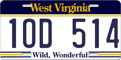 WV license plate 1OD514