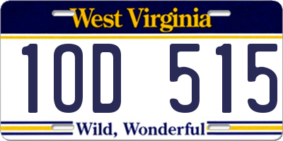 WV license plate 1OD515