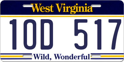 WV license plate 1OD517