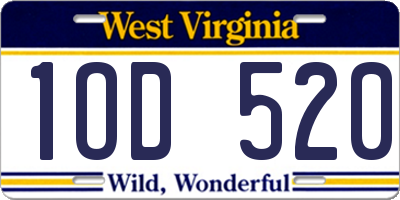 WV license plate 1OD520