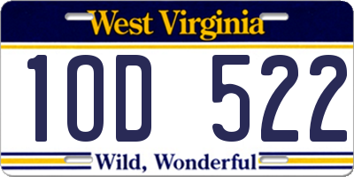 WV license plate 1OD522