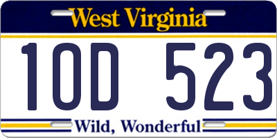 WV license plate 1OD523