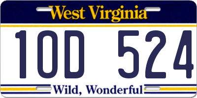 WV license plate 1OD524