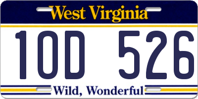 WV license plate 1OD526