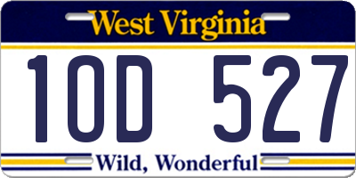 WV license plate 1OD527