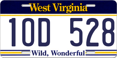WV license plate 1OD528