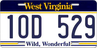 WV license plate 1OD529