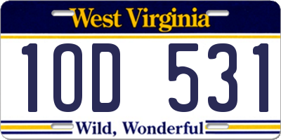 WV license plate 1OD531