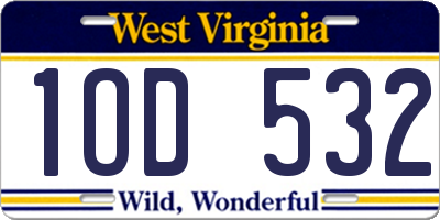 WV license plate 1OD532