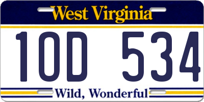 WV license plate 1OD534