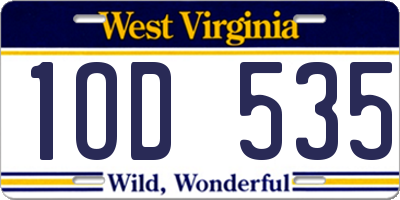 WV license plate 1OD535
