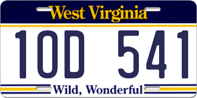 WV license plate 1OD541
