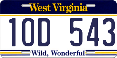 WV license plate 1OD543