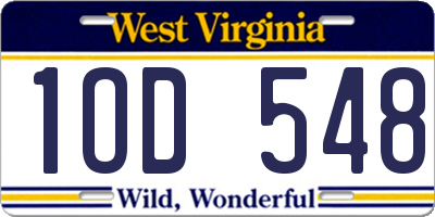 WV license plate 1OD548