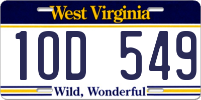 WV license plate 1OD549