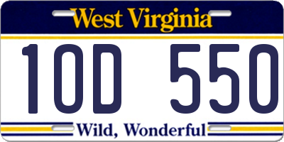 WV license plate 1OD550