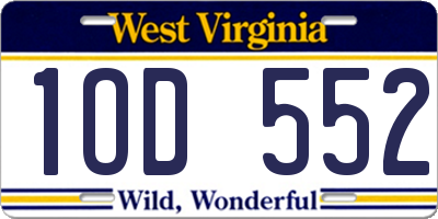 WV license plate 1OD552