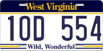 WV license plate 1OD554