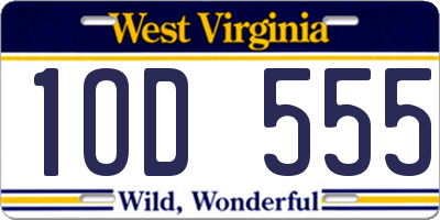 WV license plate 1OD555