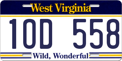 WV license plate 1OD558