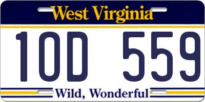 WV license plate 1OD559