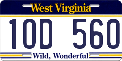 WV license plate 1OD560