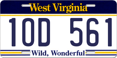 WV license plate 1OD561