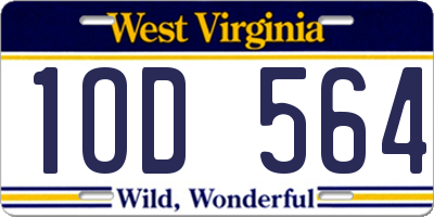 WV license plate 1OD564