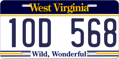 WV license plate 1OD568