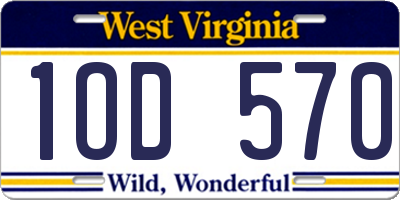 WV license plate 1OD570
