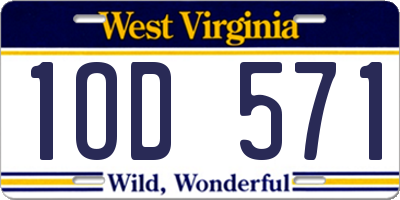 WV license plate 1OD571