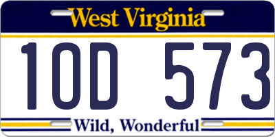 WV license plate 1OD573