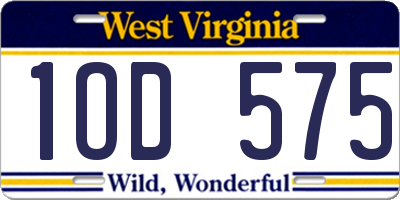 WV license plate 1OD575