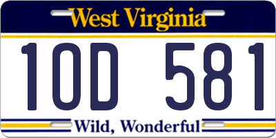 WV license plate 1OD581