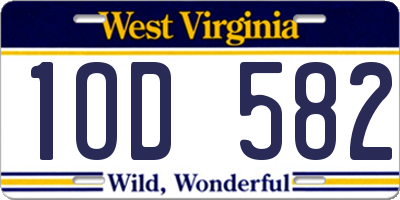 WV license plate 1OD582