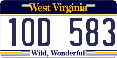 WV license plate 1OD583