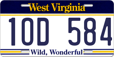 WV license plate 1OD584