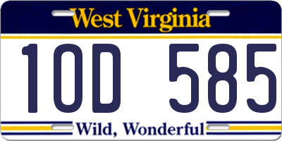 WV license plate 1OD585