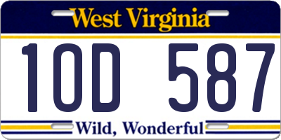 WV license plate 1OD587