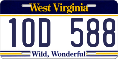 WV license plate 1OD588