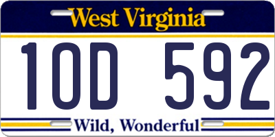 WV license plate 1OD592