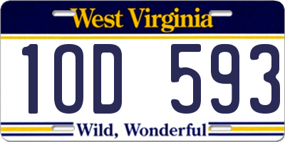 WV license plate 1OD593