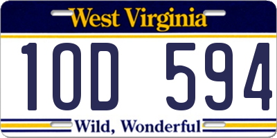 WV license plate 1OD594