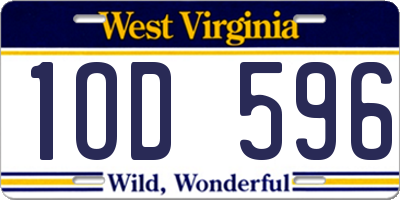 WV license plate 1OD596