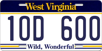 WV license plate 1OD600