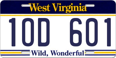 WV license plate 1OD601