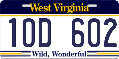 WV license plate 1OD602