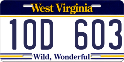 WV license plate 1OD603