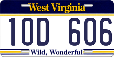 WV license plate 1OD606