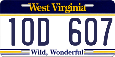 WV license plate 1OD607